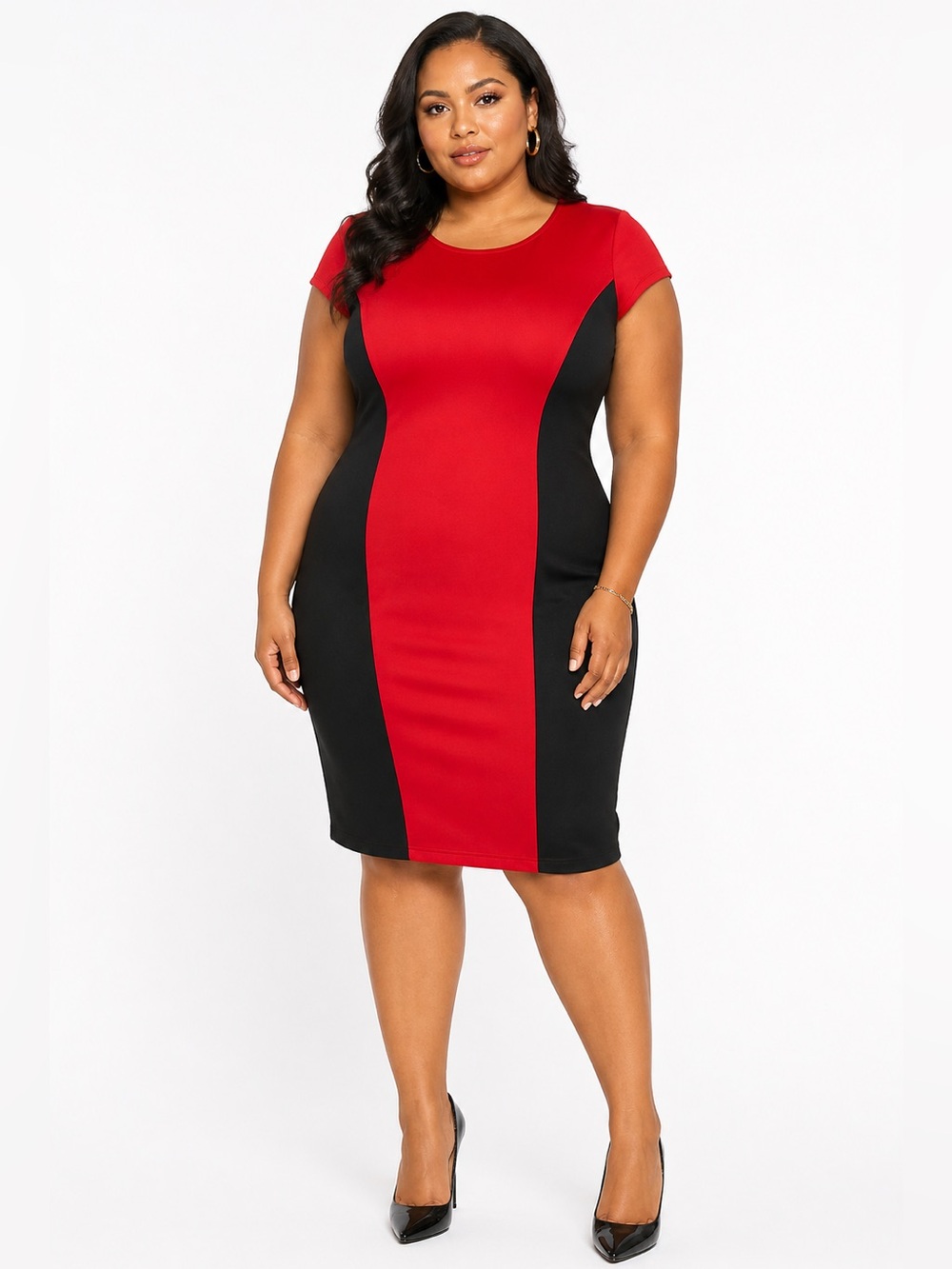 Beyond This Plane‎ Red Black Bodycon Illusion Dress in 1XL